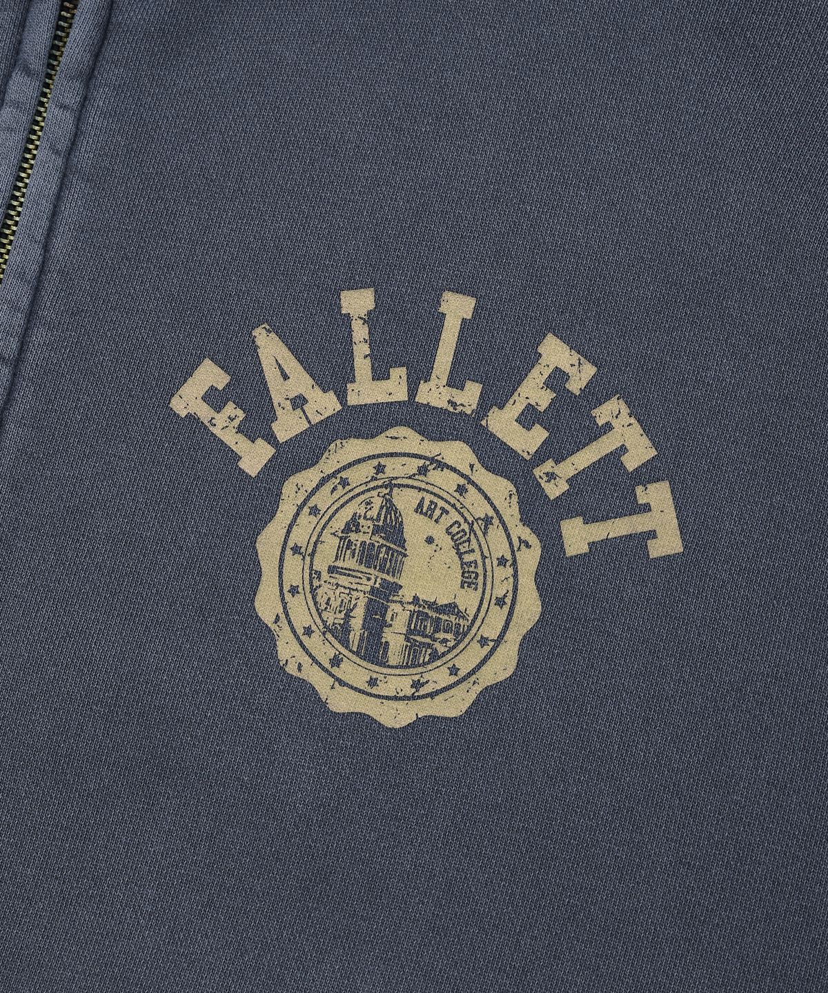 팔렛(FALLETT) 엠블럼 피그먼트 후드 집업 네이비