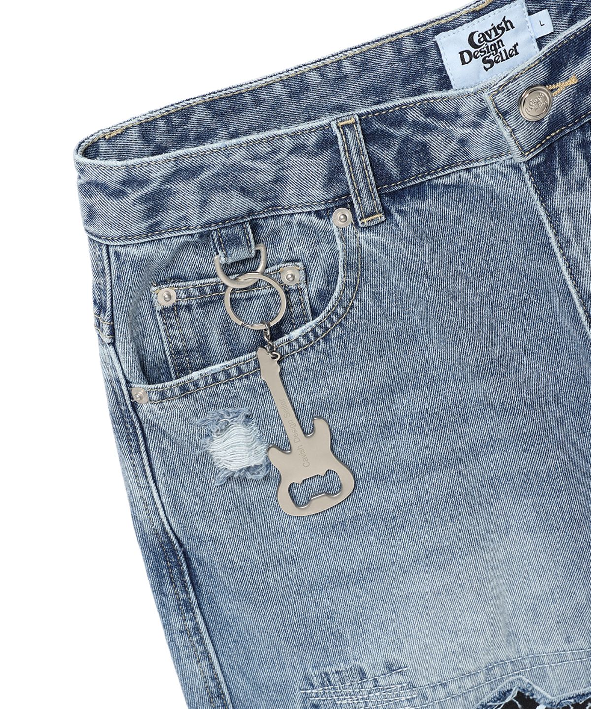 카비시(CAVISH) DAMAGED STAR DENIM PANTS BLUE(CV2ESUD110A)
