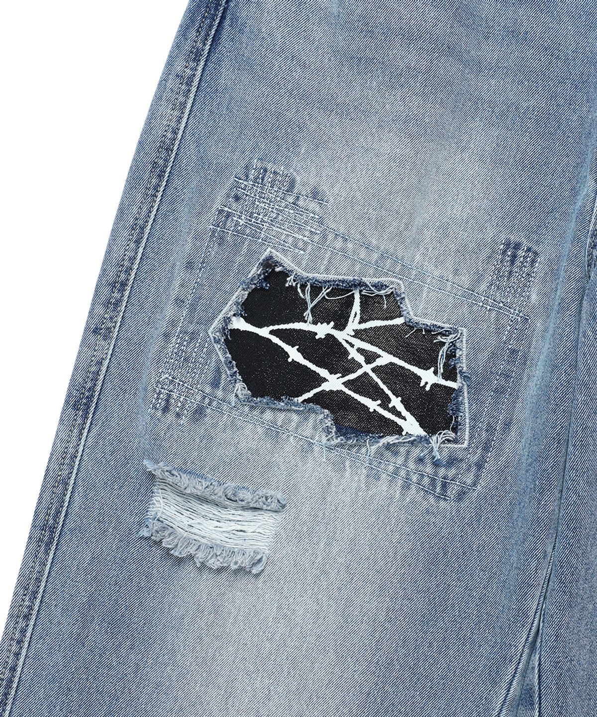카비시(CAVISH) DAMAGED STAR DENIM PANTS BLUE(CV2ESUD110A)