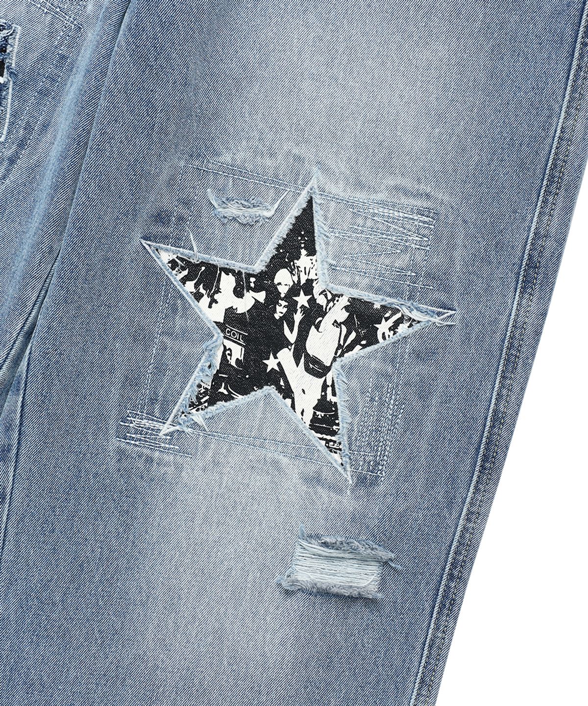 카비시(CAVISH) DAMAGED STAR DENIM PANTS BLUE(CV2ESUD110A)