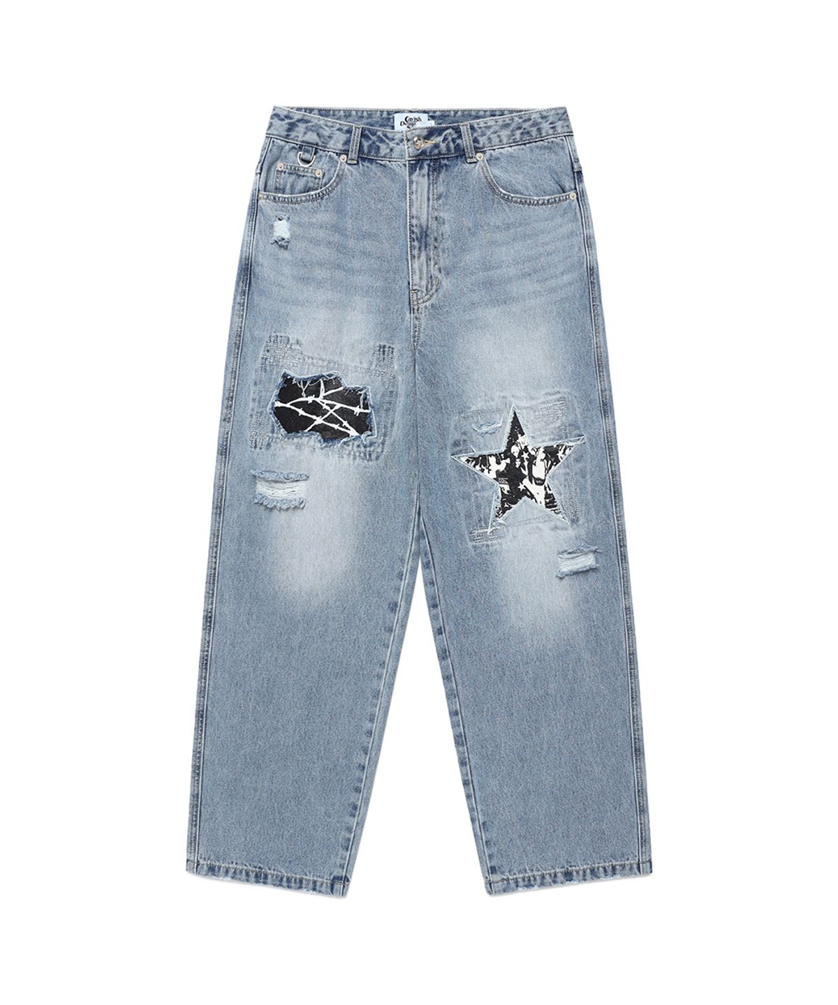카비시(CAVISH) DAMAGED STAR DENIM PANTS BLUE(CV2ESUD110A)
