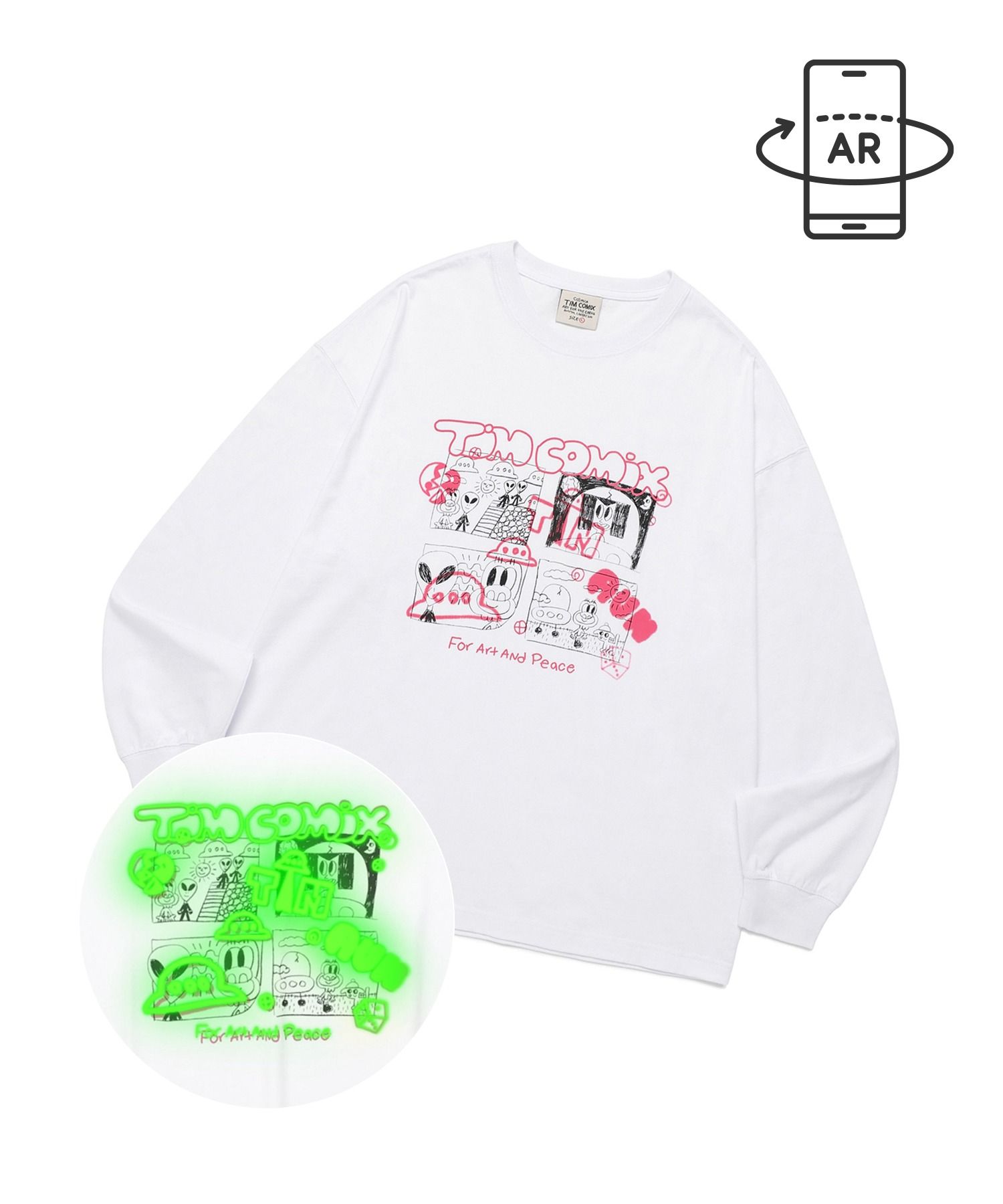 ★TIMCOMIX★ Comics spray cartoon graphic long sleeve white MUSINSA | TIMCOMIX Comics Spray Cartoon Graphic Long