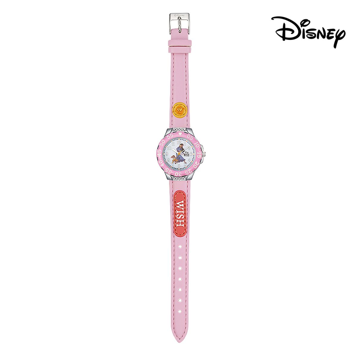 디즈니(Disney) 100주년 기념 애니메이션 위시 아샤와발렌티노 아동용 가죽밴드 손목시계 OW089AV