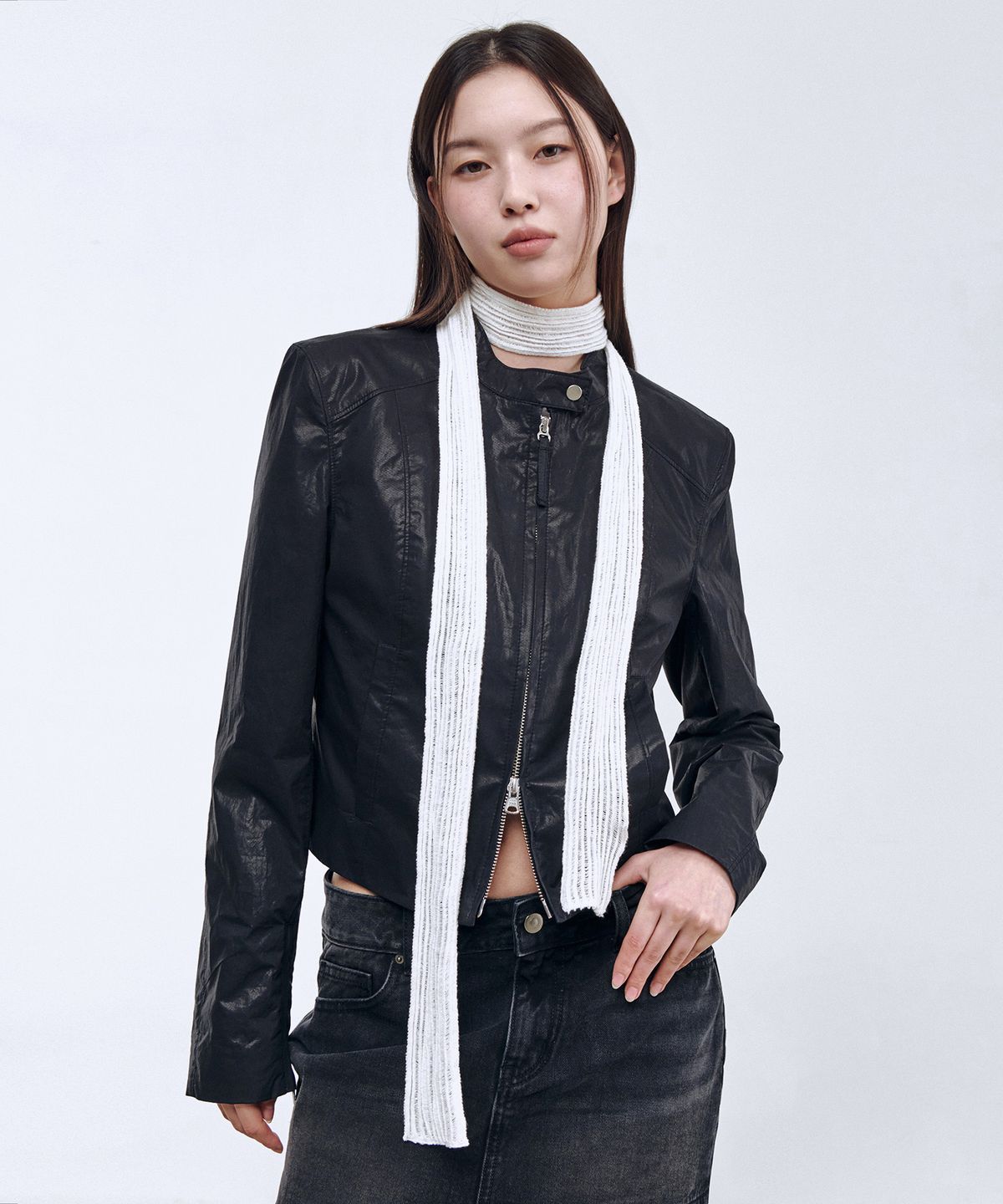 무신사 스탠다드 우먼(MUSINSA STANDARD WOMAN) 우먼즈 버티컬 크로셰 내로우 스카프 [아이보리]