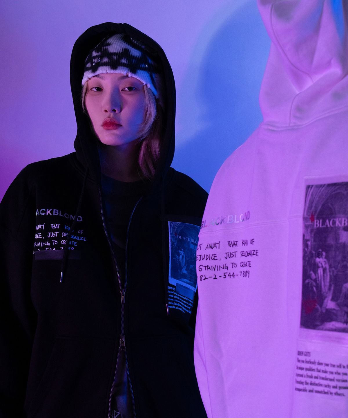블랙블론드(BLACKBLOND) 비비디 노 심파시 집업 후드 자켓 (블랙)