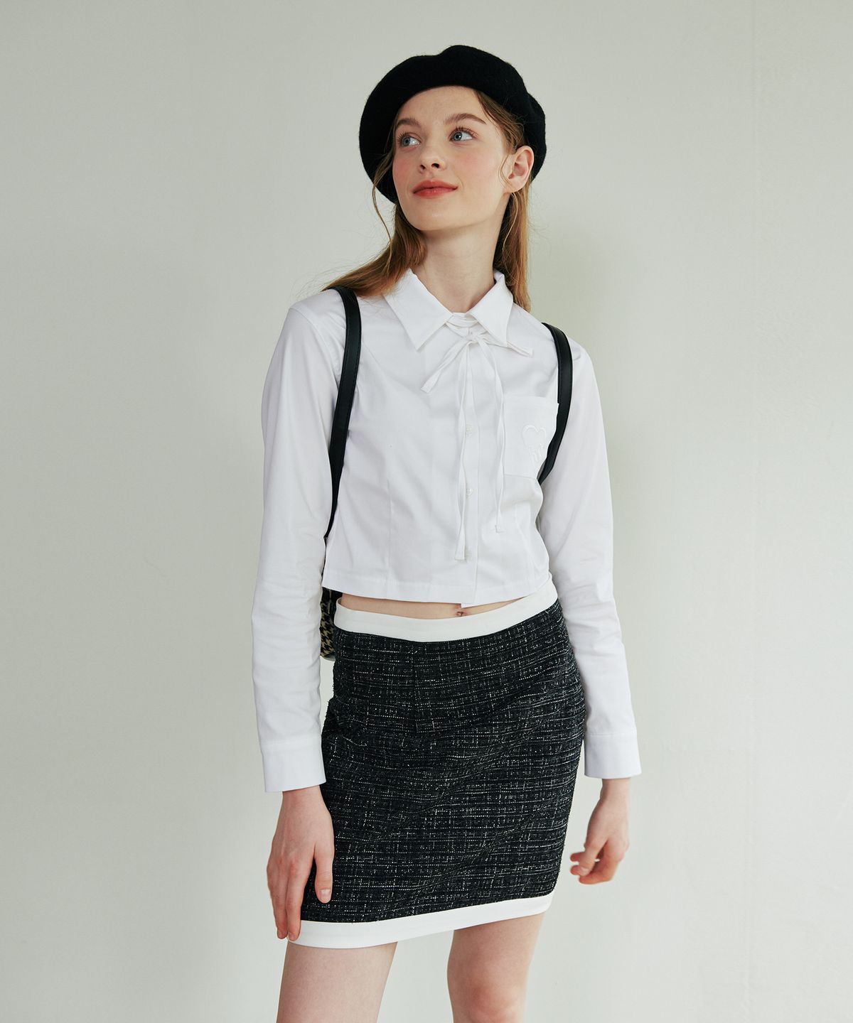 루루슈(LULUCHOU) Bling Tweed Skirt - BLACK