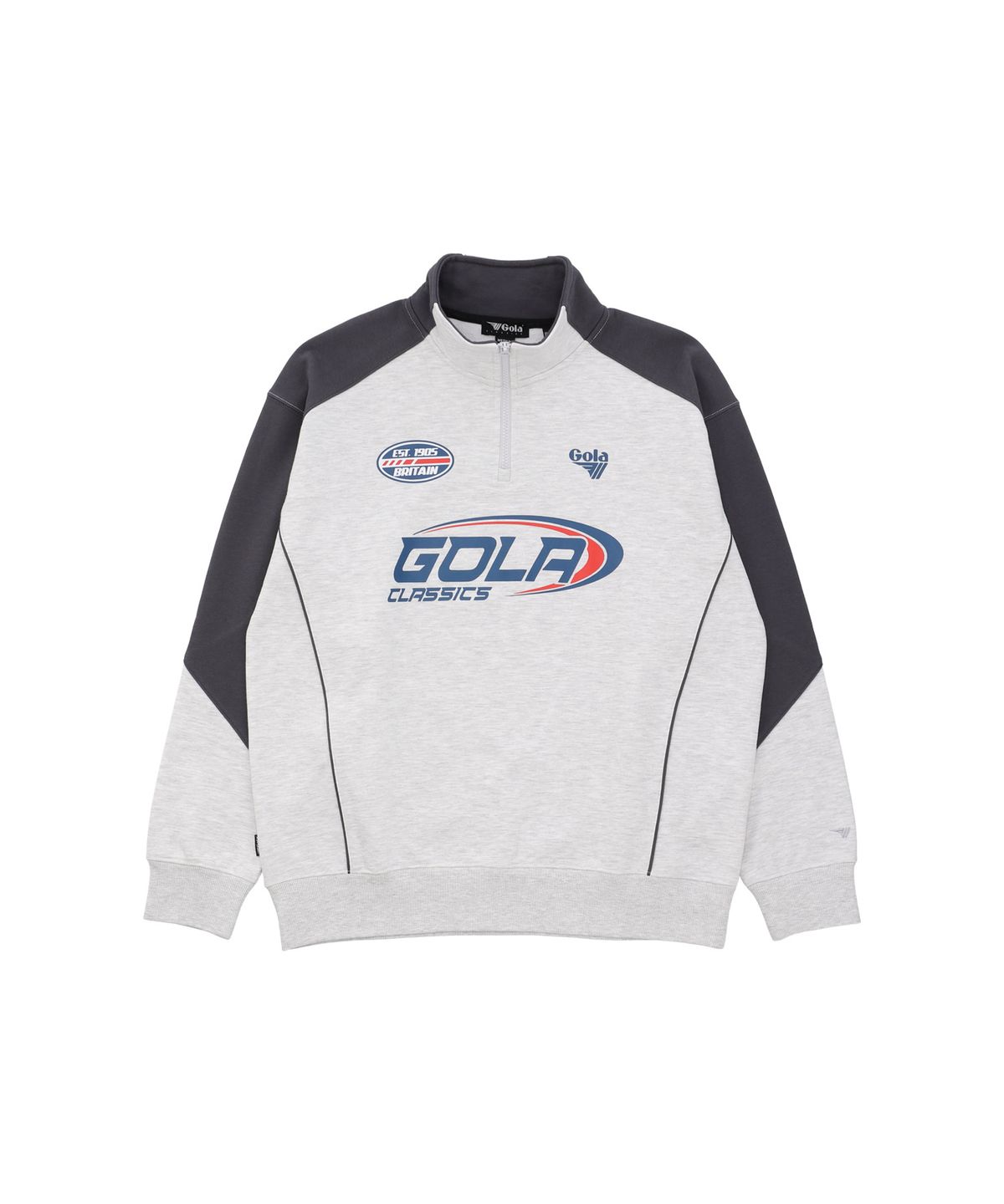 골라(GOLA) COLOR BLOCK SWEAT HALF ZP [LIGHT GRAY]