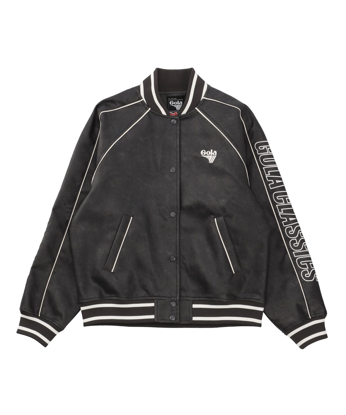 골라(GOLA) PIPING LEATEHR JUMPER [CHARCOAL]
