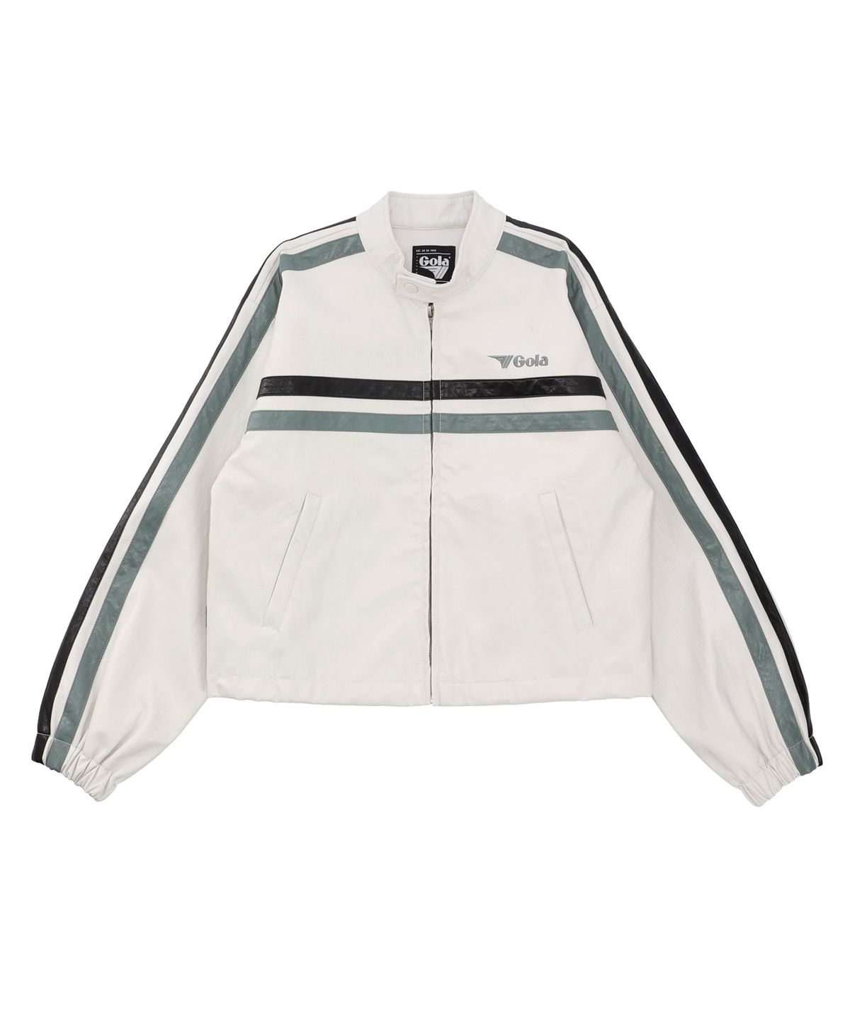 골라(GOLA) LINE POINT LEATHER JUMPER [WHITE]