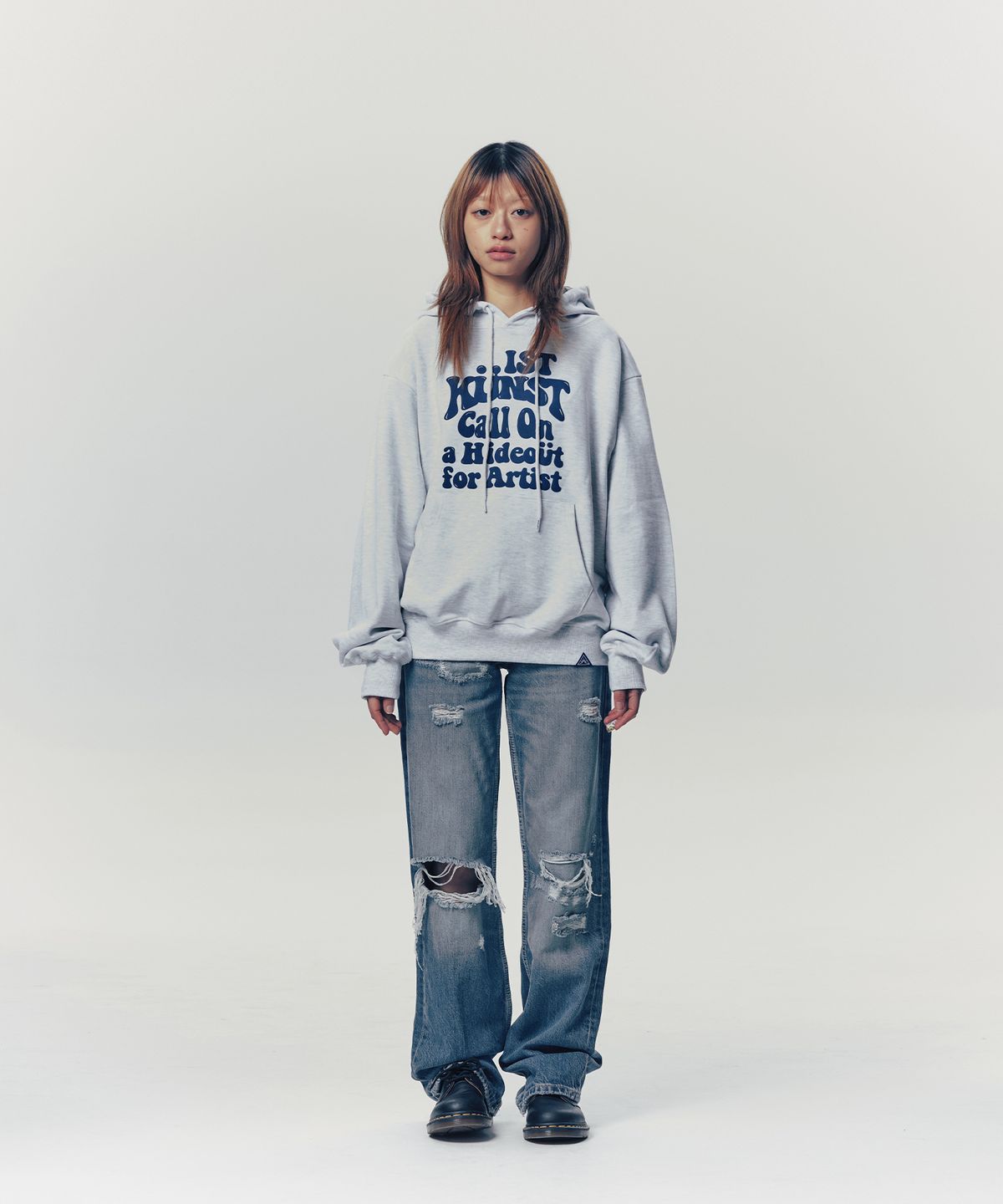 이스트쿤스트(ISTKUNST) HIDEOUT HOODIE_LIGHT GREY(IK2ESMM403A)