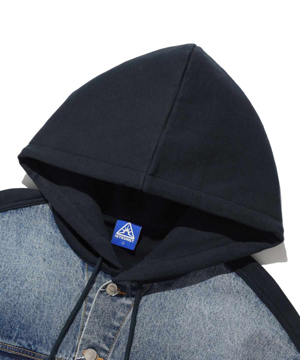 이스트쿤스트(ISTKUNST) DENIM MIX SWEAT HOODED JACKET_BLUE(IK2ESMD110A)