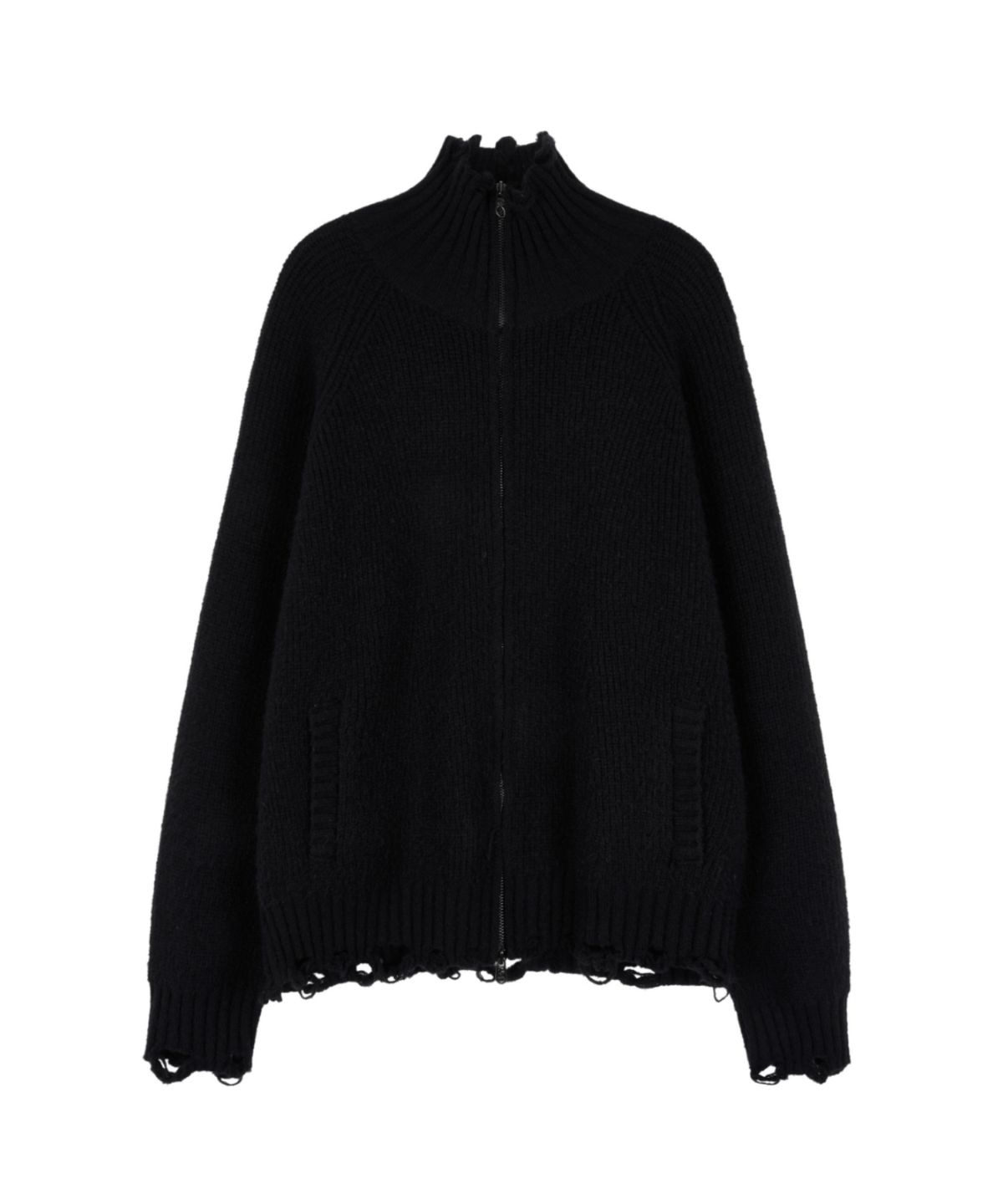 아이돈워너셀(IDWS) Swift Symbol High Neck Knit Zip Up Black