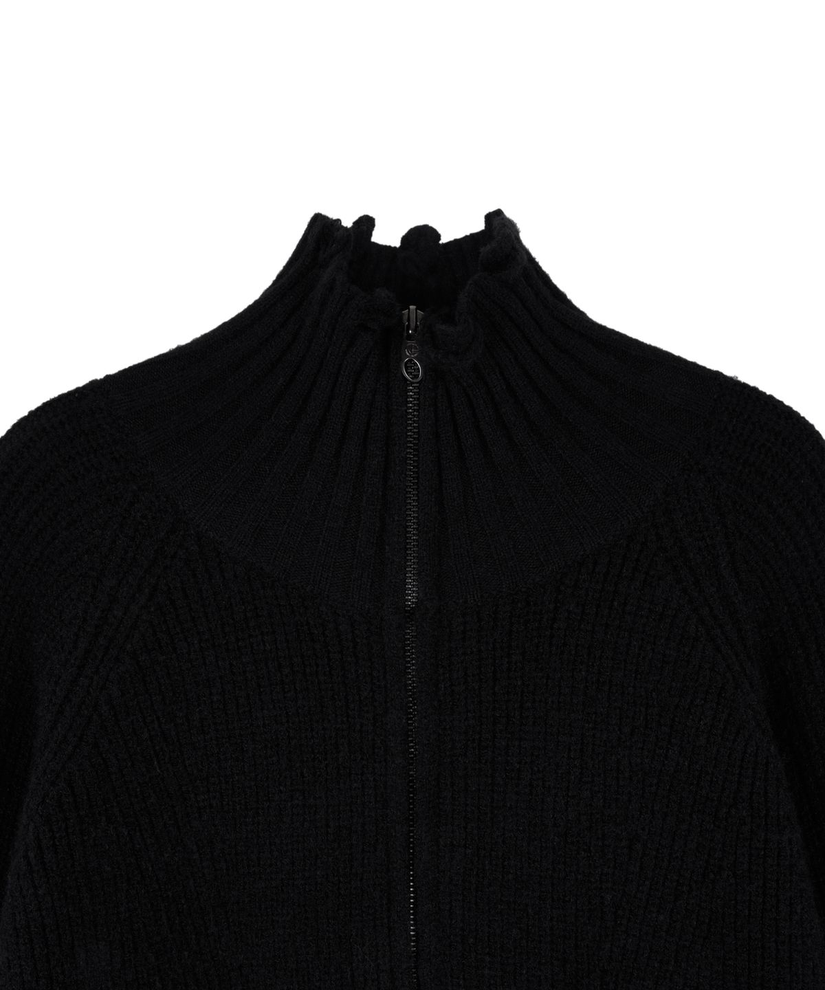 아이돈워너셀(IDWS) Swift Symbol High Neck Knit Zip Up Black