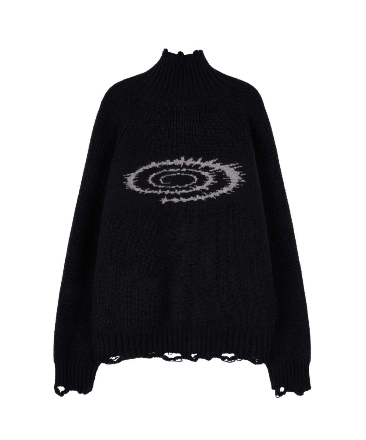 아이돈워너셀(IDWS) Swift Symbol High Neck Knit Zip Up Black