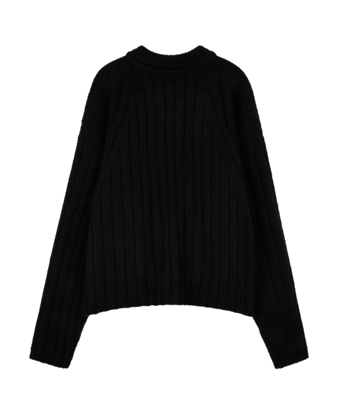 아이돈워너셀(IDWS) Wave Line Boucle Collar Knit Black
