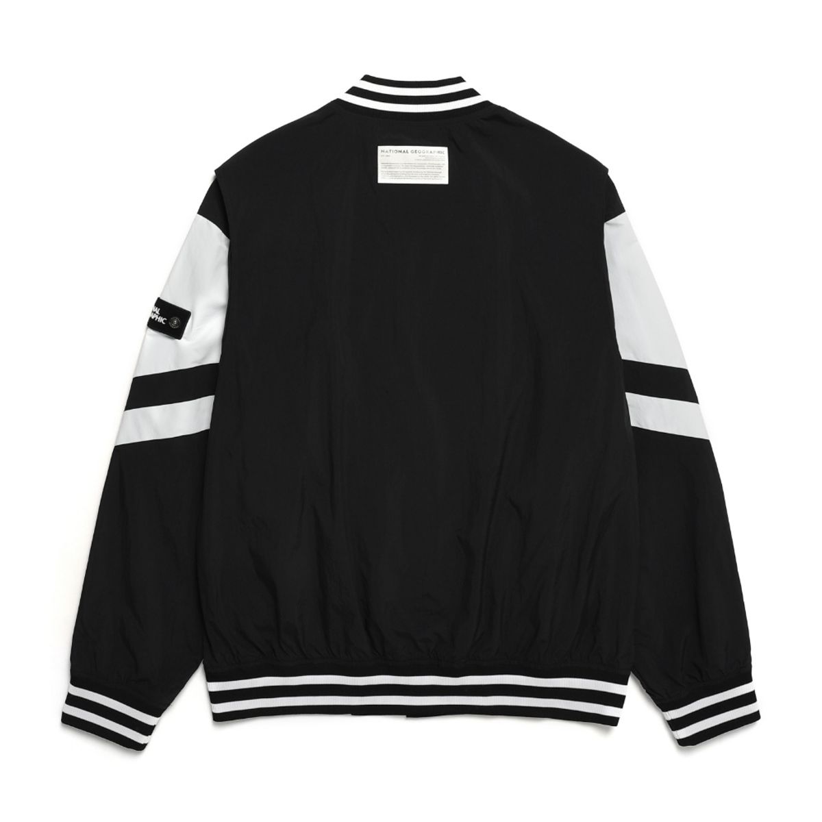 내셔널지오그래픽(NATIONALGEOGRAPHIC) N241MJP902 컬러 배색 바시티 자켓 CARBON BLACK
