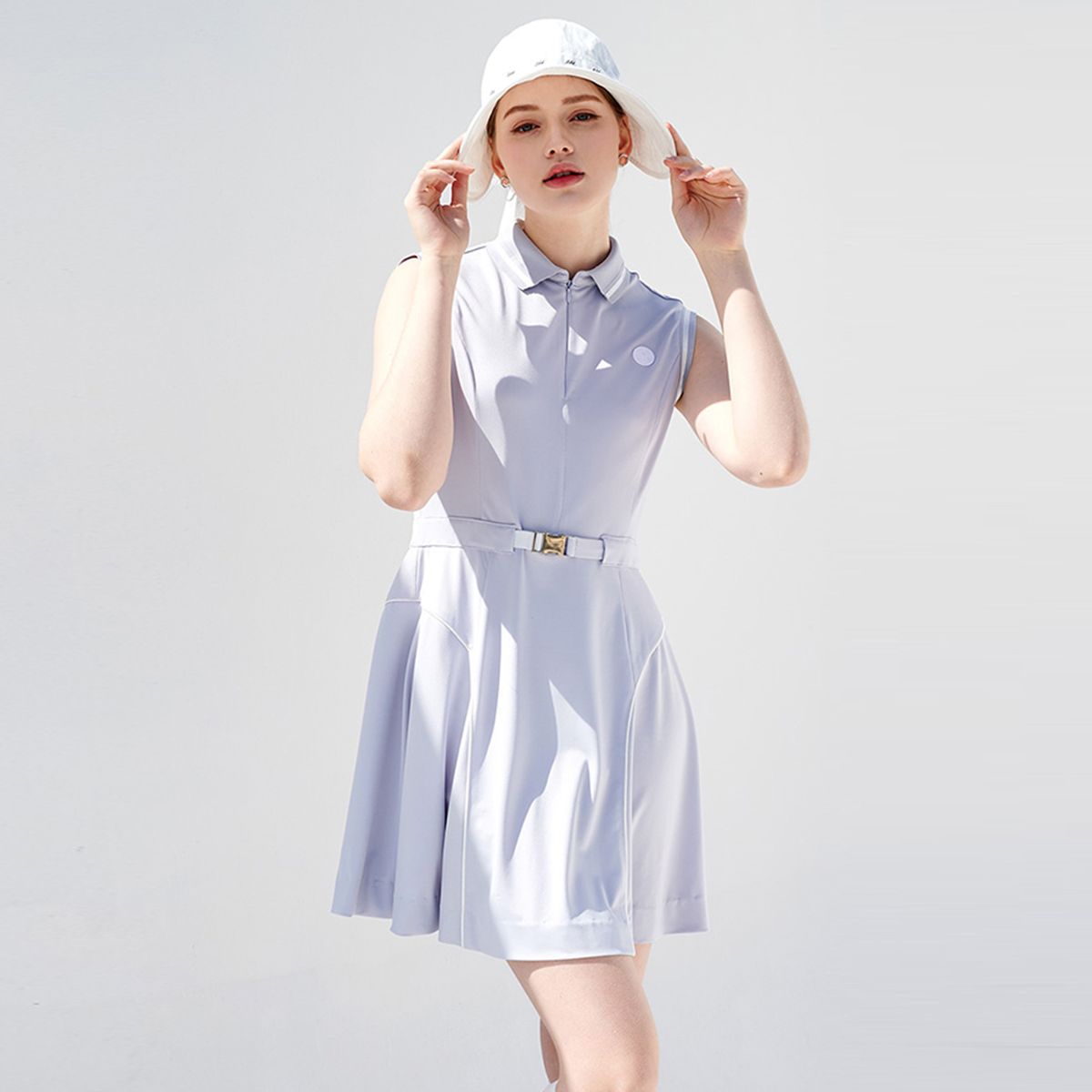 릭크(LIKK) 집업 스티치 나시 원피스 (스카이블루)_L3A1-OP03C
