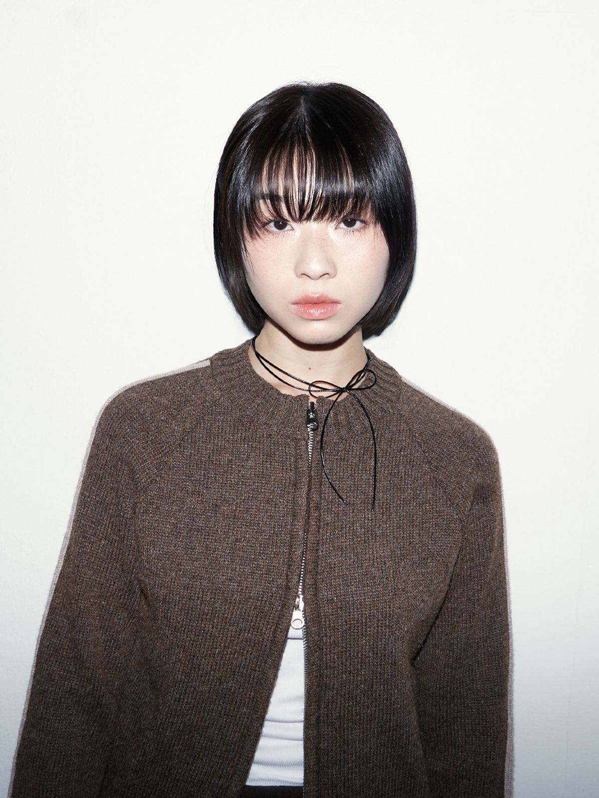 오피쉬(OAFISH) RAGLAN KNIT ZIP-UP CARDIGAN, BROWN