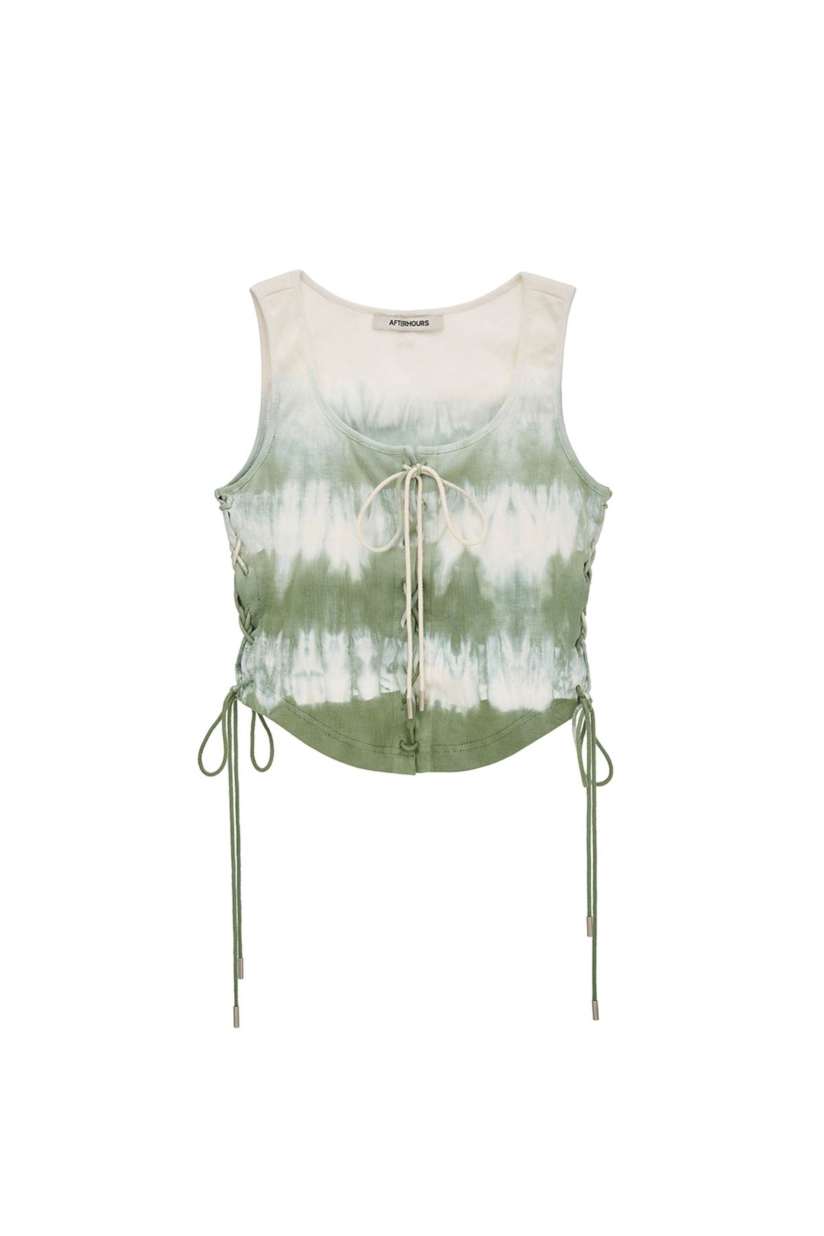 애프터아워즈(AFTERHOURS) DYED LACE-UP SLEEVELESS (GREEN)