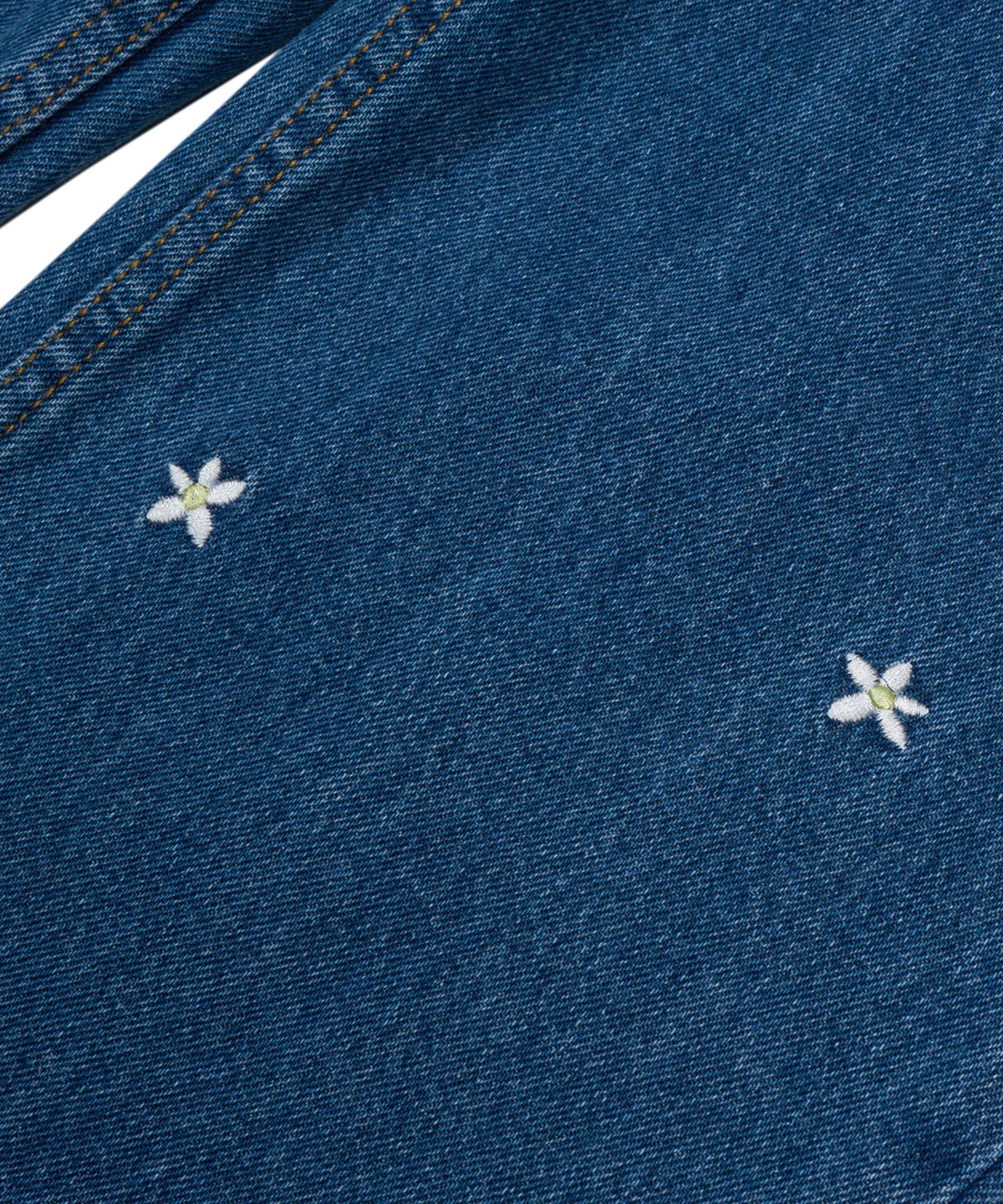 데이지신드롬(DAISY SYNDROME) STRAIGHT FLOWER DENIM PANTS blue
