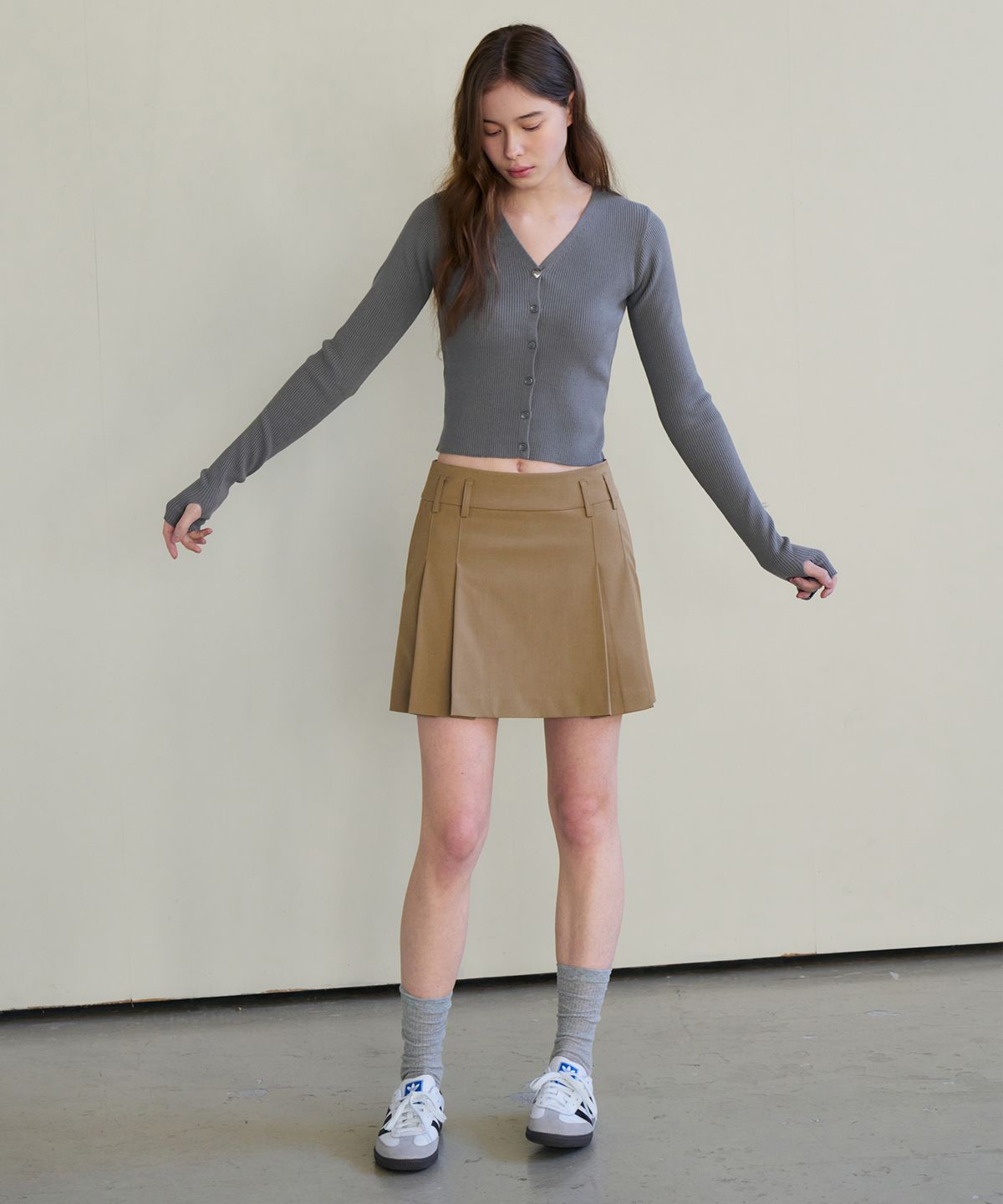 드로우핏 우먼(DRAWFIT WOMEN) 슬림 골지 니트 가디건 [BLACK]