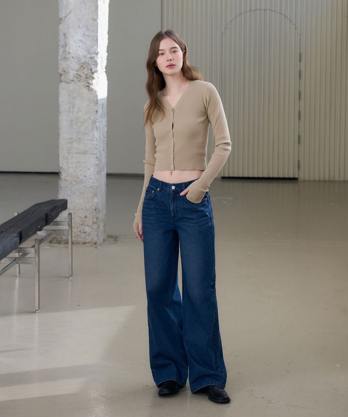 드로우핏 우먼(DRAWFIT WOMEN) 슬림 골지 니트 가디건 [GREY]
