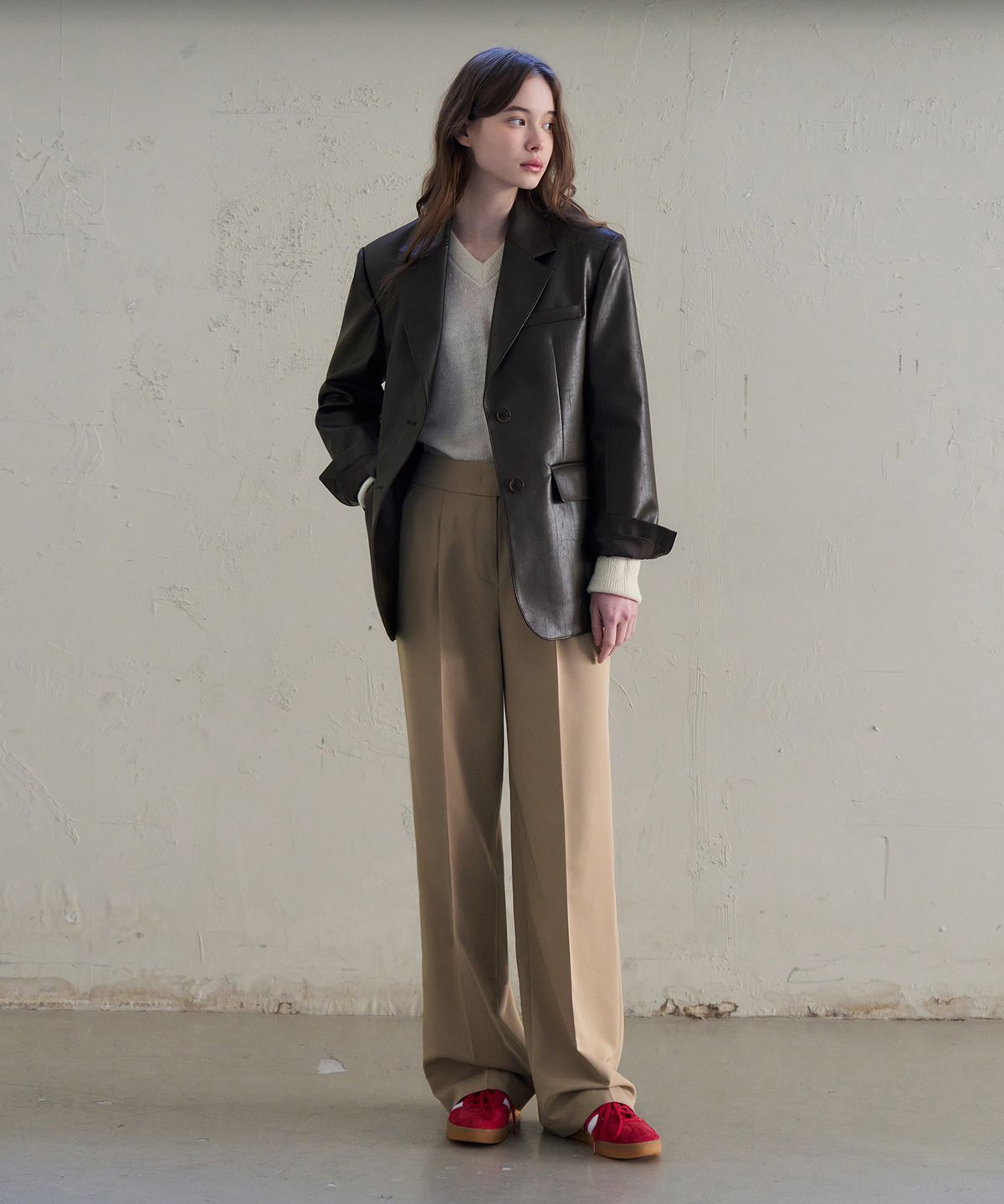 드로우핏 우먼(DRAWFIT WOMEN) 울 와이드 구르카 슬랙스 [BLACK]