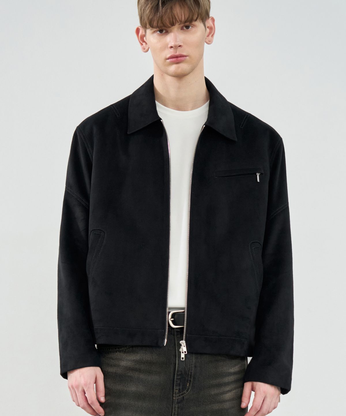 드로우핏(DRAW FIT) 커버렉 스웨이드 블루종 자켓 [BLACK]