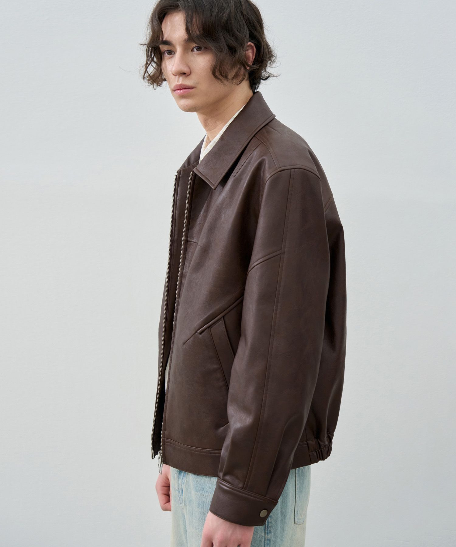 MUSINSA公式 | DRAW FIT インシジョンレザーブルゾンジャケット