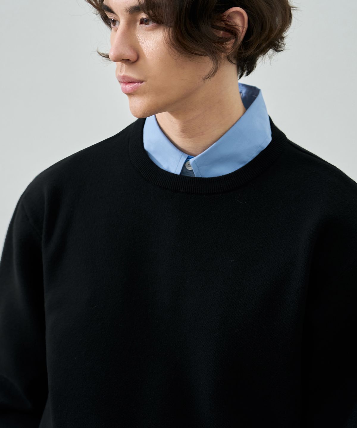 드로우핏(DRAW FIT) 소프트 에센셜 라운드 니트 [BLACK]