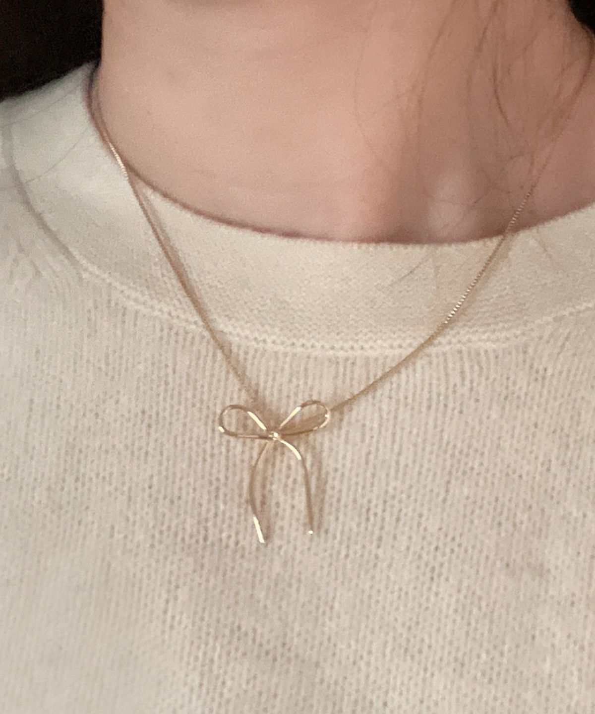 엘리오나(ELYONA) 보우 리본 목걸이 Bow Necklace (실버)