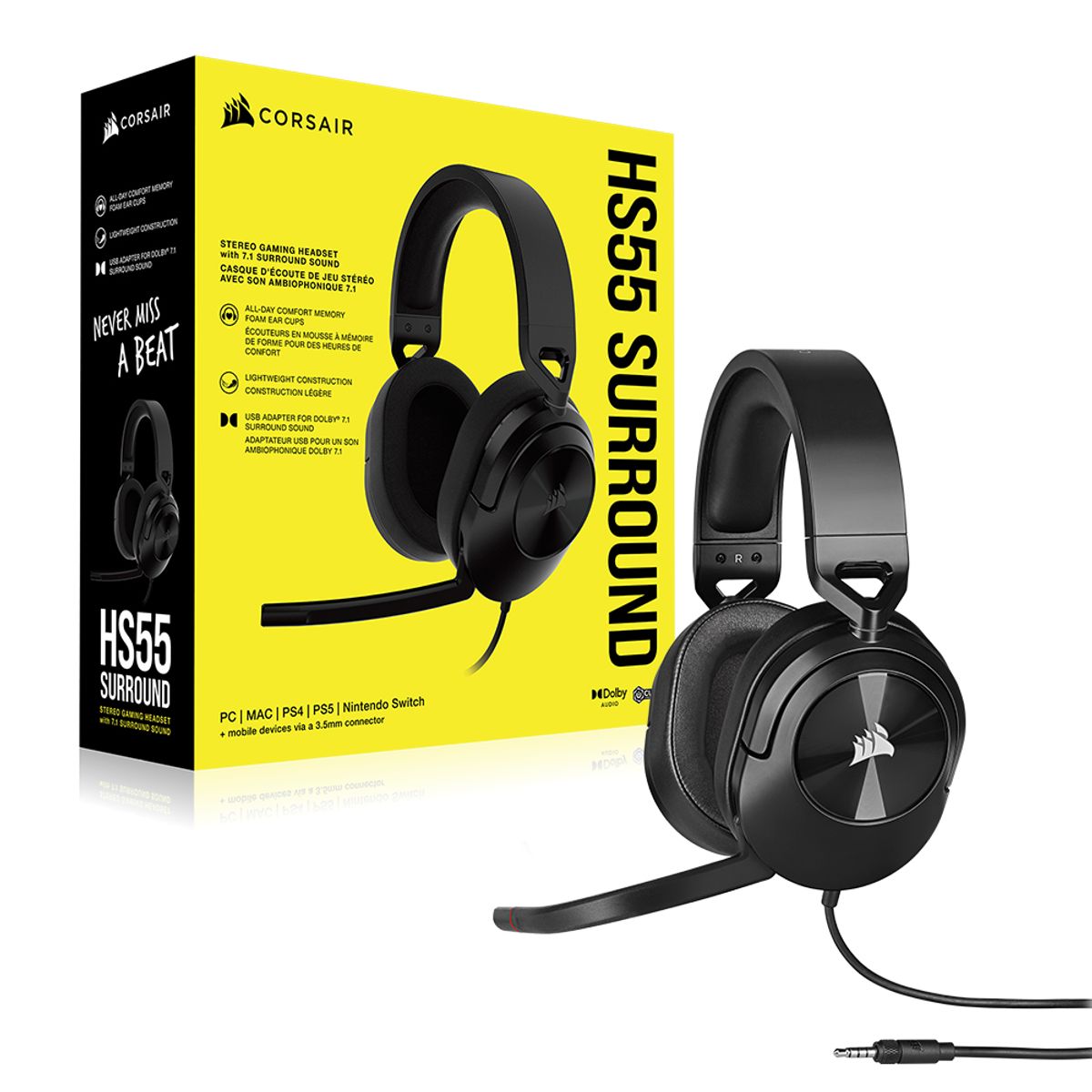 커세어(CORSAIR) HS55 SURROUND 7.1채널 게이밍 헤드셋