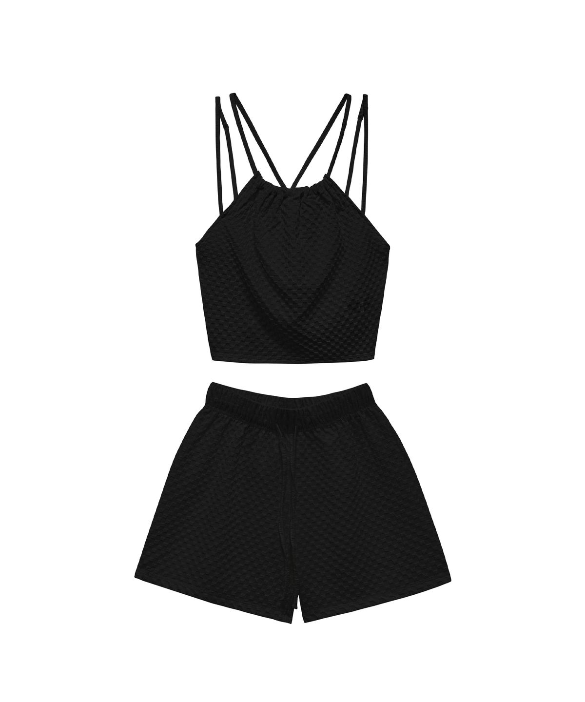트리밍버드(TREEMINGBIRD) Halter Neck Pajama Set-up [ Black ]