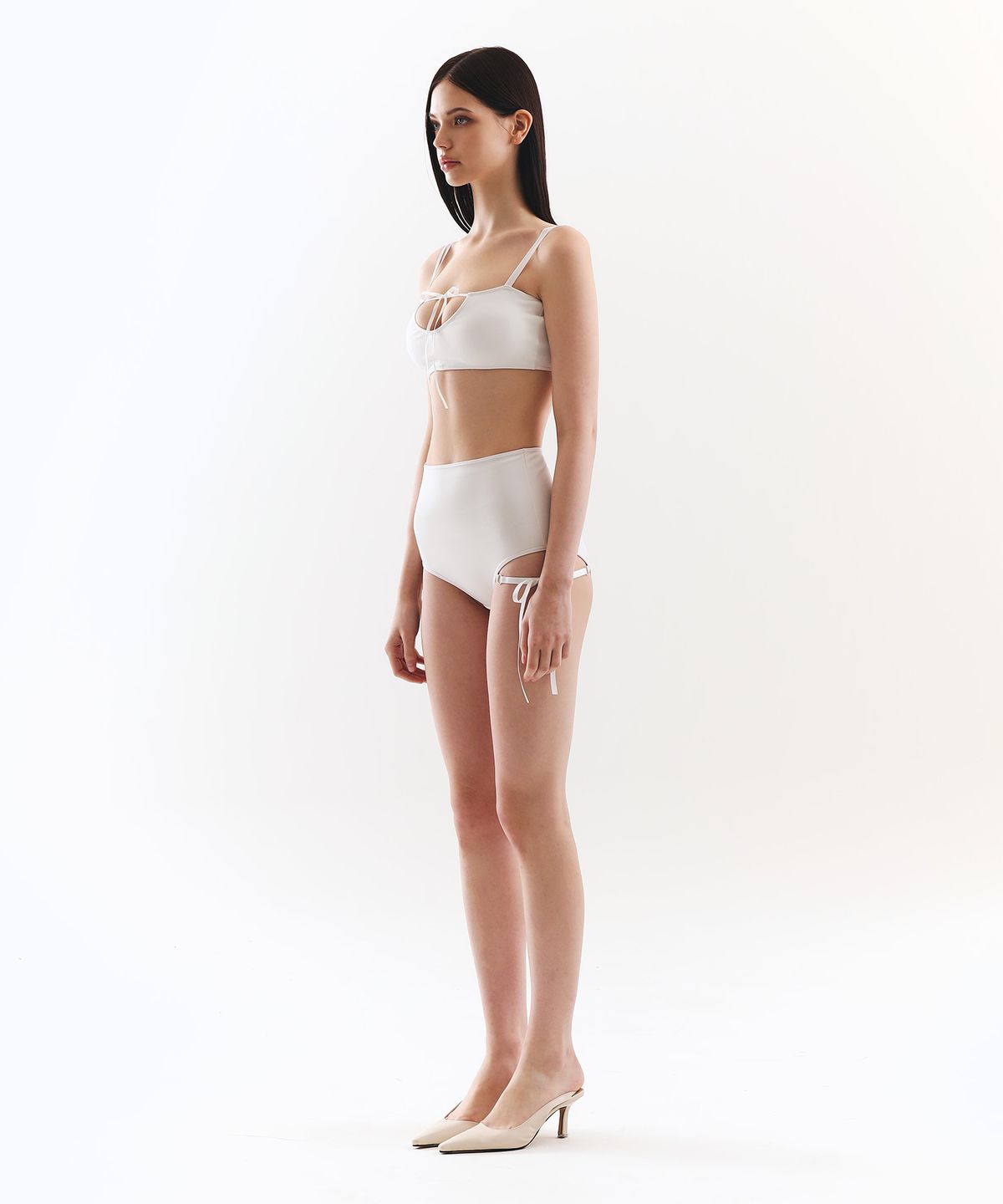 비나제이(VINAJ) 원사이드 리본 하이 비키니팬티 (White)