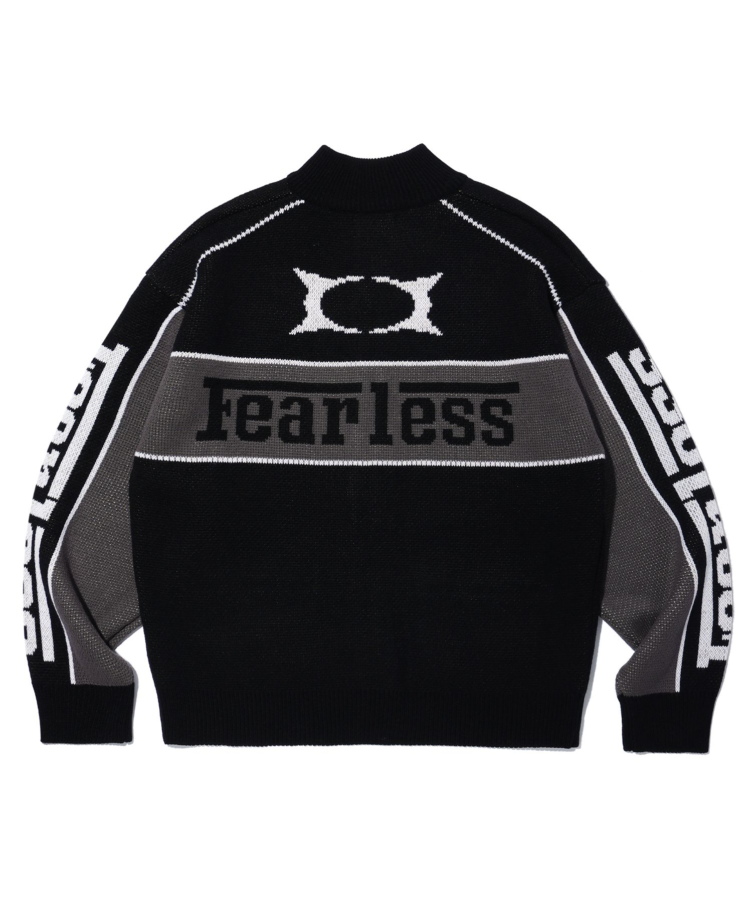 MUSINSA | CRITIC FEARLESS RACING ZIP-UP KNIT BLACK