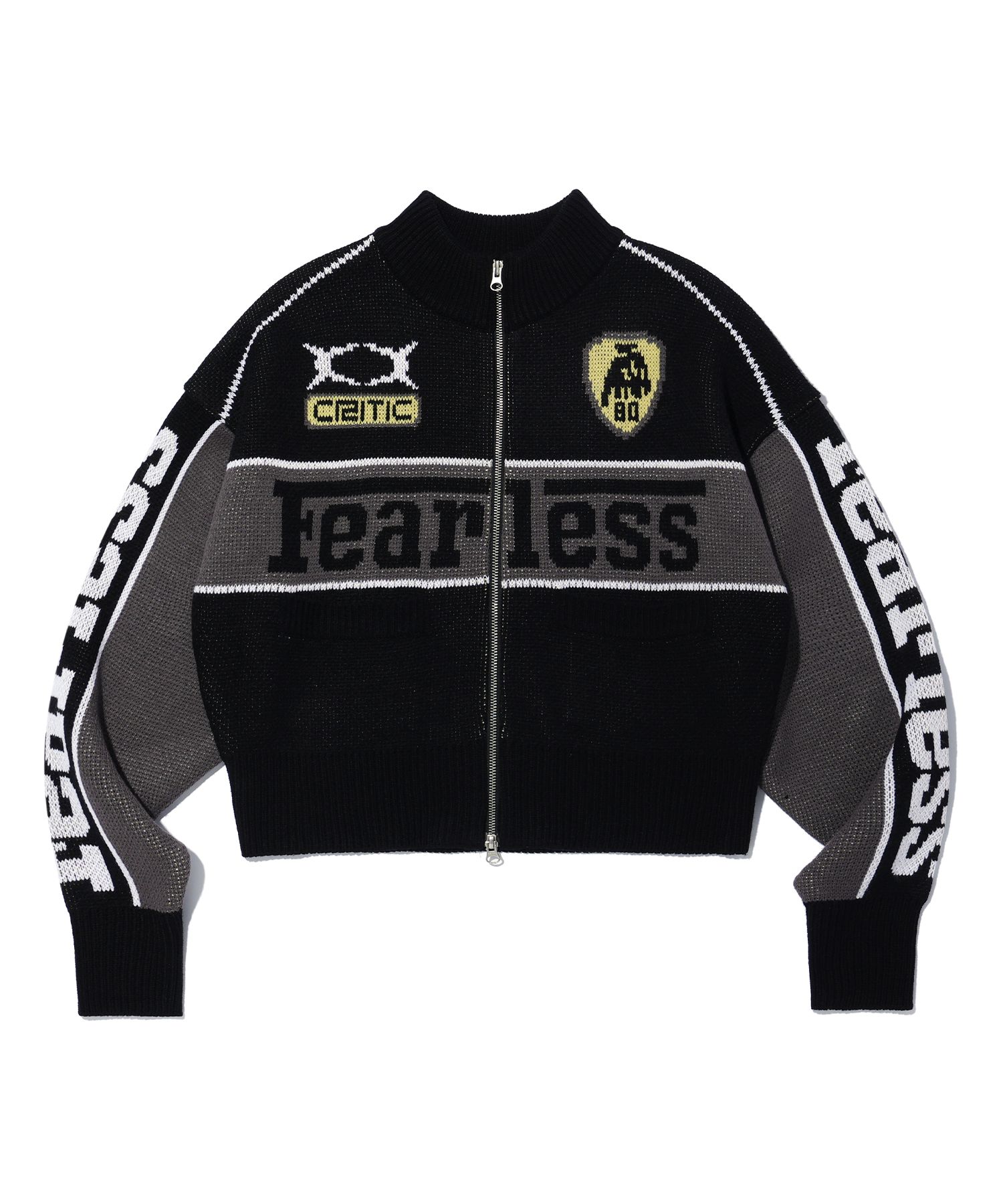 MUSINSA | CRITIC FEARLESS RACING ZIP-UP KNIT BLACK