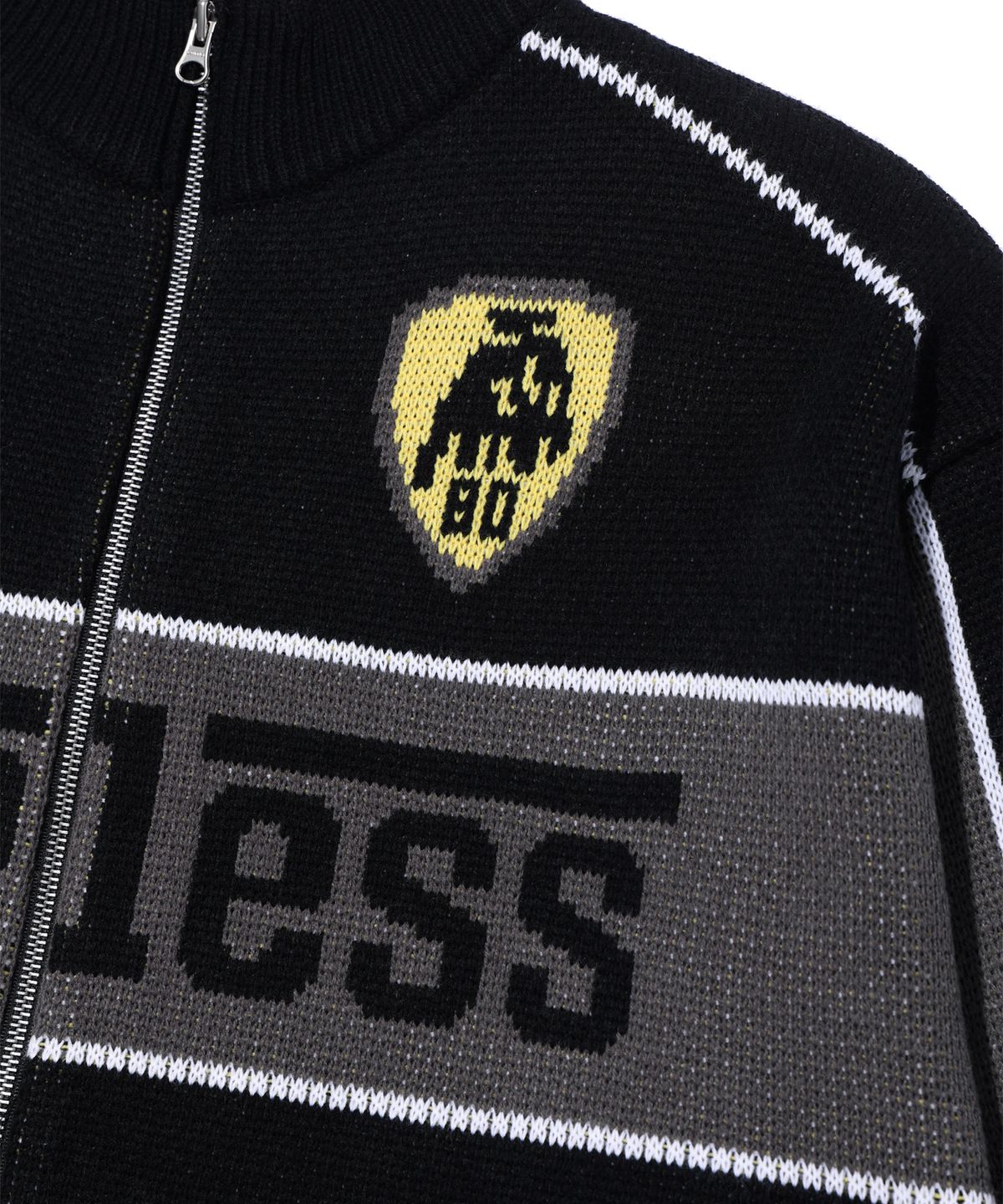 크리틱(CRITIC) FEARLESS RACING ZIP-UP KNIT BLACK