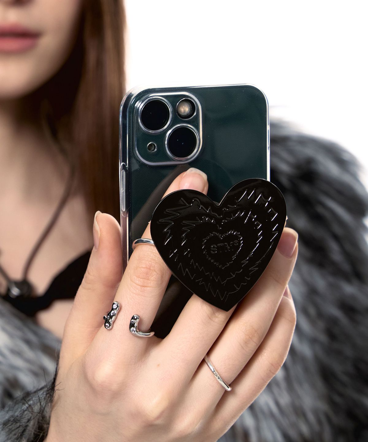 센티멍(SENTIMENTS) NO.471 [BLACK] HEART PHONE GRIP
