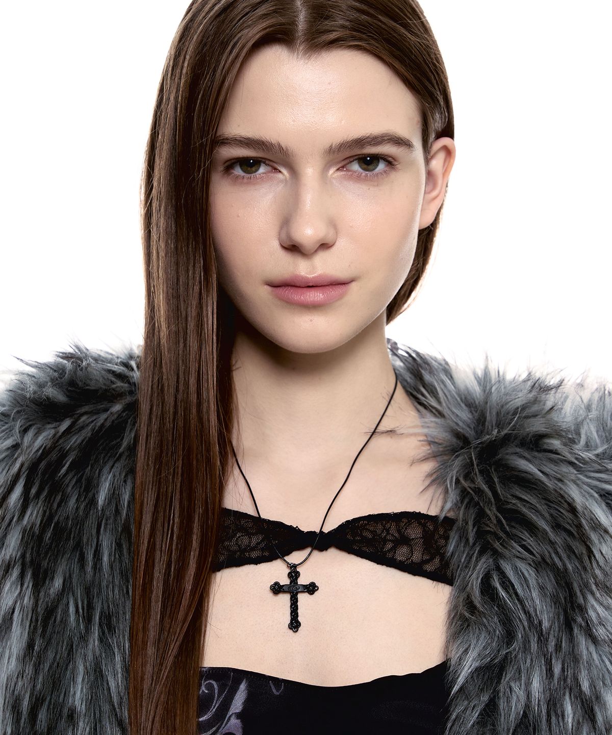센티멍(SENTIMENTS) NO.475 [BLACK] KNOT CROSS LEATHER NECKLACE