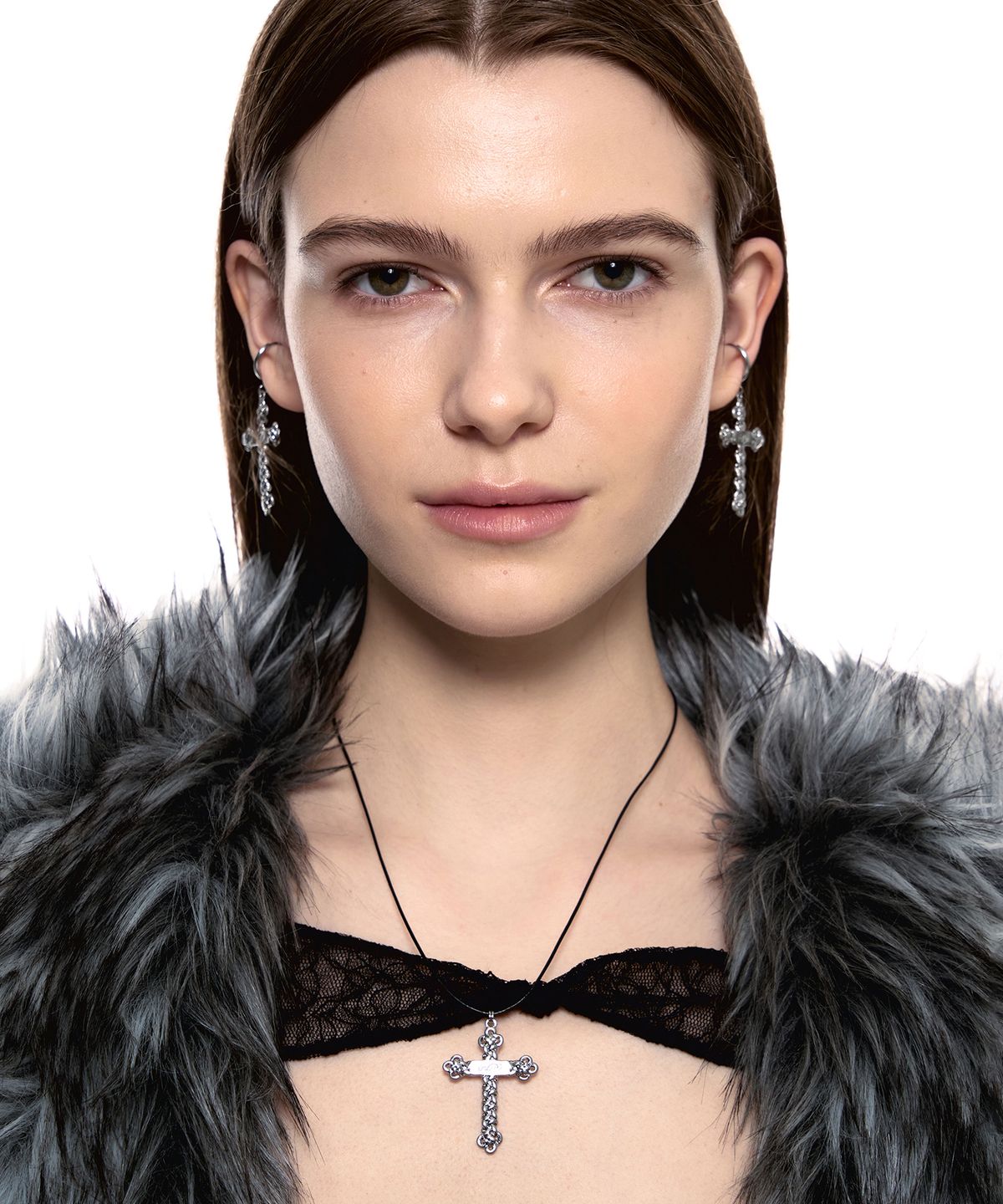 센티멍(SENTIMENTS) NO.475 [SILVER] KNOT CROSS LEATHER NECKLACE