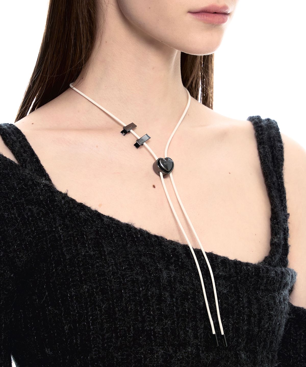 센티멍(SENTIMENTS) NO.483 [BLACK] HEART CODE LOCK NECKLACE