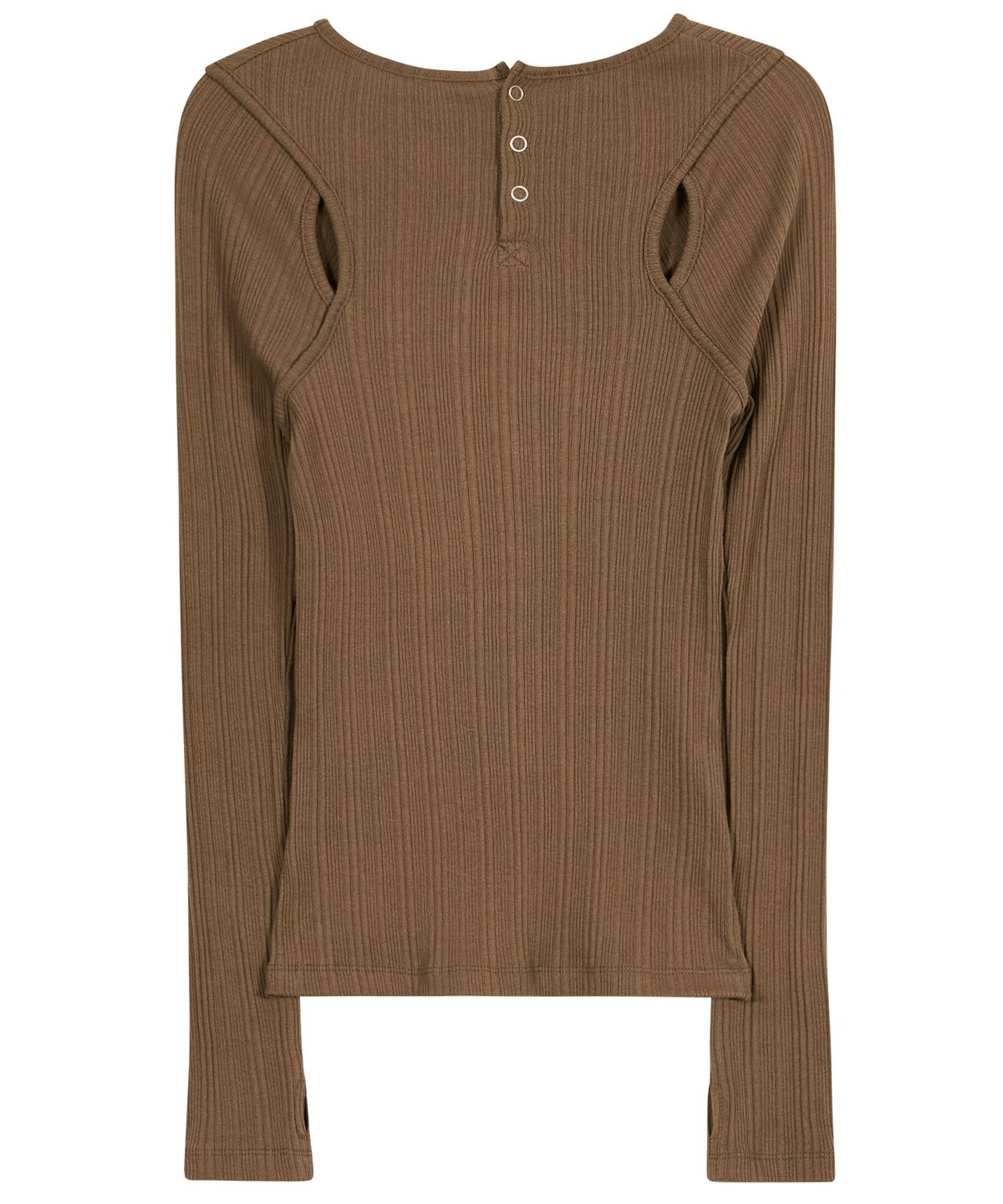 타입서비스(TYPESERVICE) Back Slit Layered Top [Brown]