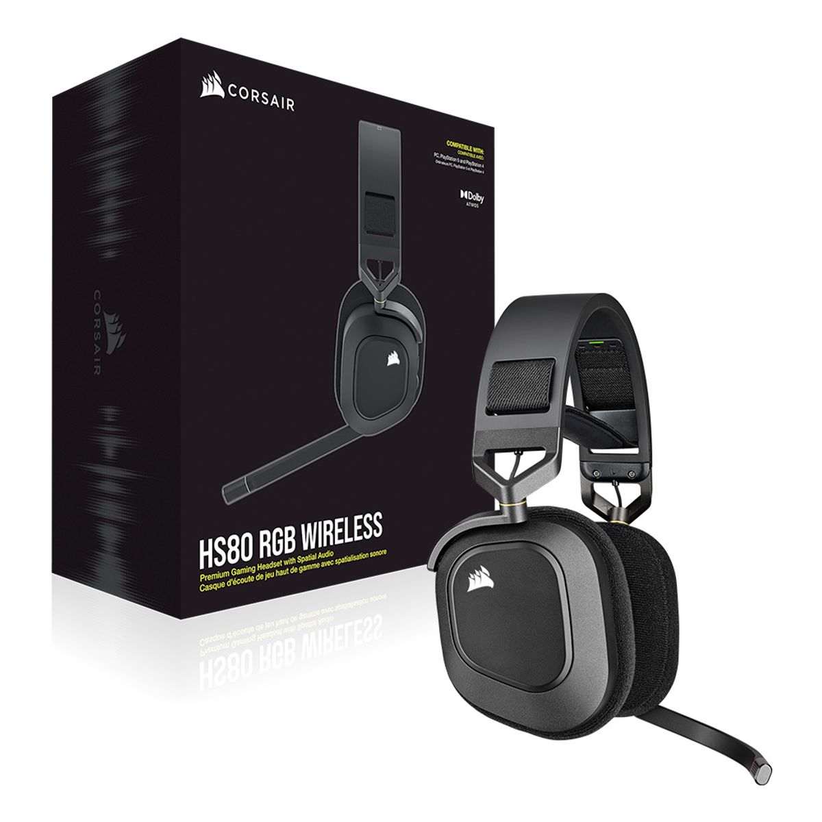 커세어(CORSAIR) HS80 RGB WIRELESS 게이밍 헤드셋 블랙
