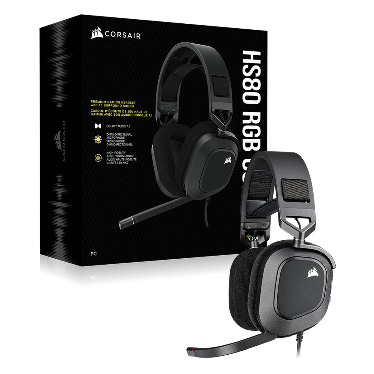 커세어(CORSAIR) HS80 RGB USB 7.1채널 게이밍 헤드셋