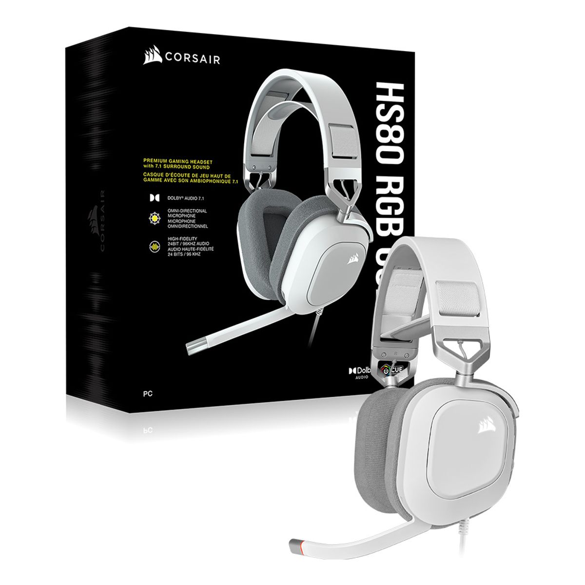 커세어(CORSAIR) HS80 RGB USB 7.1채널 게이밍 헤드셋