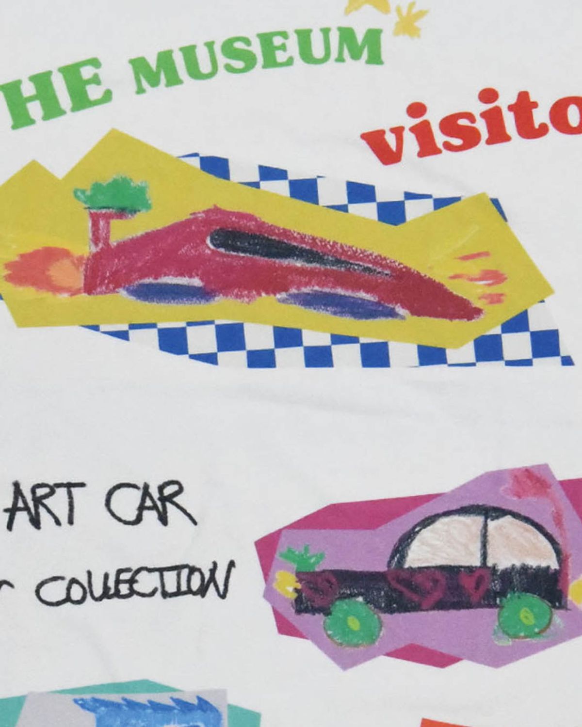 더뮤지엄비지터(THEMUSEUMVISITOR) CAR DRAWING VINTAGE WASHED T-SHIRTS (OFF WHITE)