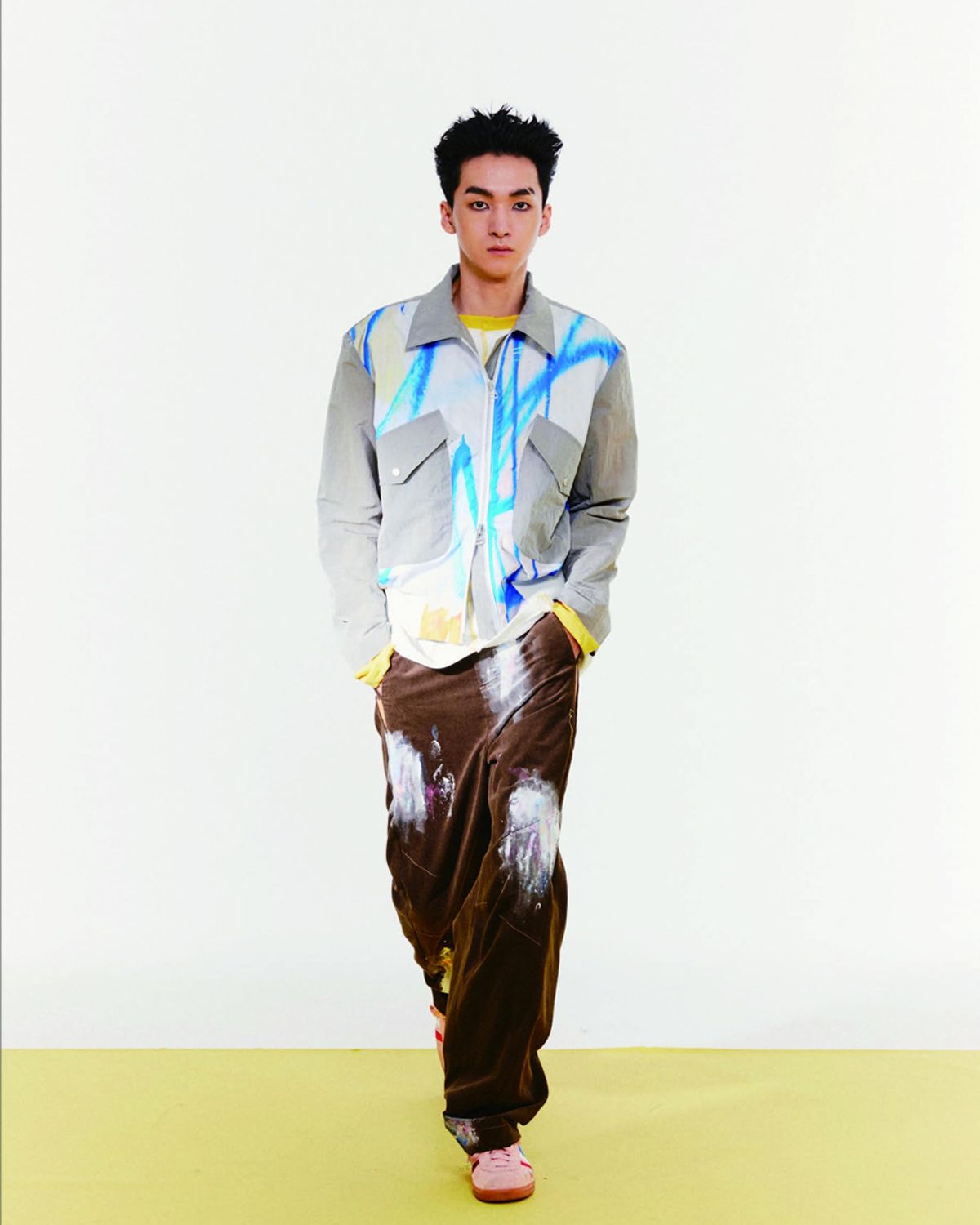 더뮤지엄비지터(THEMUSEUMVISITOR) HAND PAINTED WIDE PANTS (BROWN)