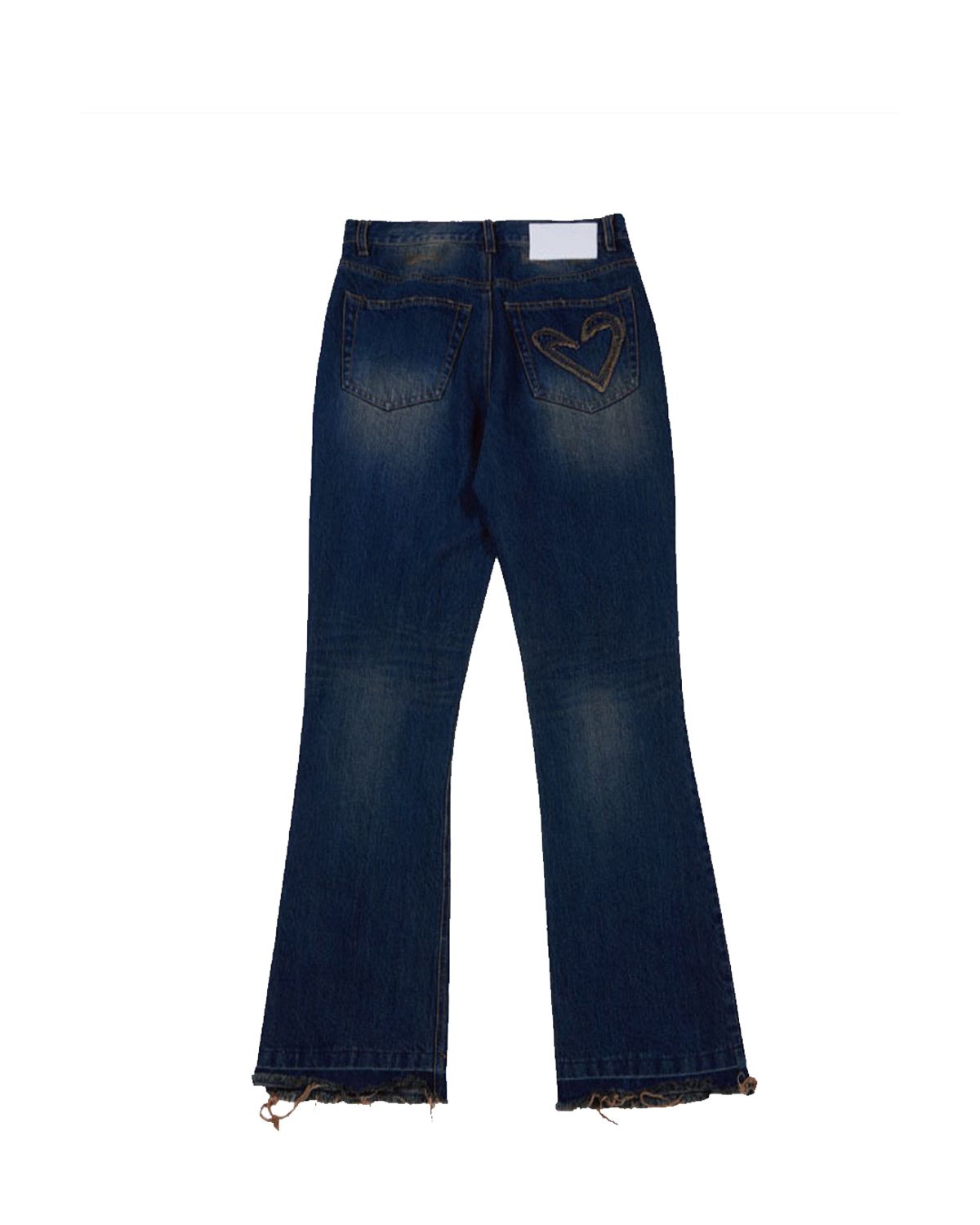 더뮤지엄비지터(THEMUSEUMVISITOR) STAR DAMAGED BOOTSCUT DENIM PANTS (YELLOW BLUE)
