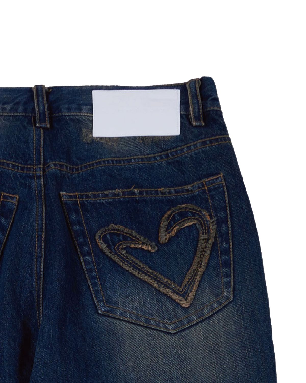 더뮤지엄비지터(THEMUSEUMVISITOR) STAR DAMAGED BOOTSCUT DENIM PANTS (YELLOW BLUE)