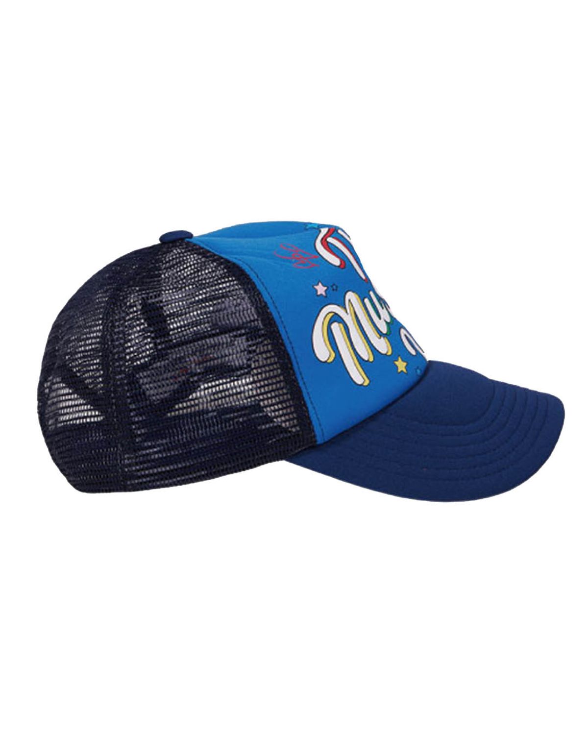 더뮤지엄비지터(THEMUSEUMVISITOR) PARTY LOGO MESH CAP (BLUE)
